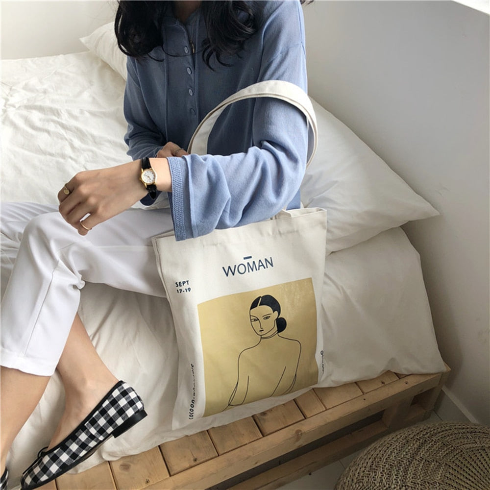 Women Canvas Shoulder Bag Alice In Wonderland Shopping Bags Students Book Bag Cotton Cloth Handbags Tote Bags for Girls Bolsos