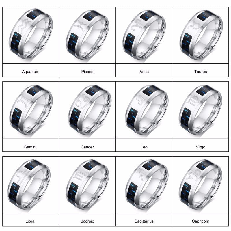 Zodiac Stainless Steel Ring