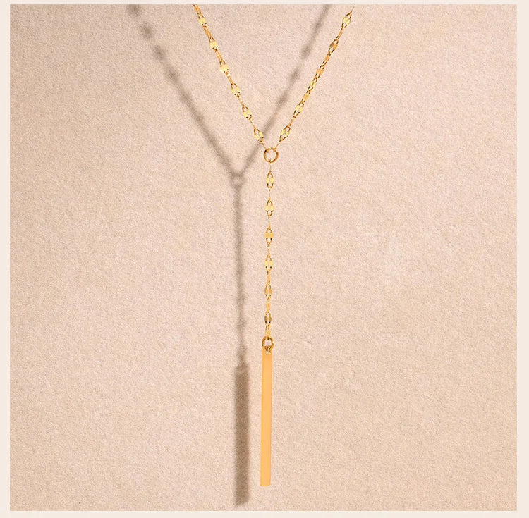 Drop Y Lariat Necklace with Bar Pendant