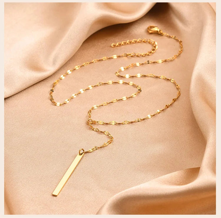 Drop Y Lariat Necklace with Bar Pendant