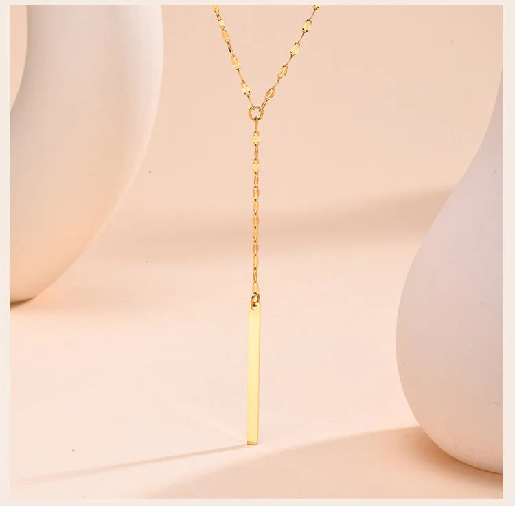 Drop Y Lariat Necklace with Bar Pendant