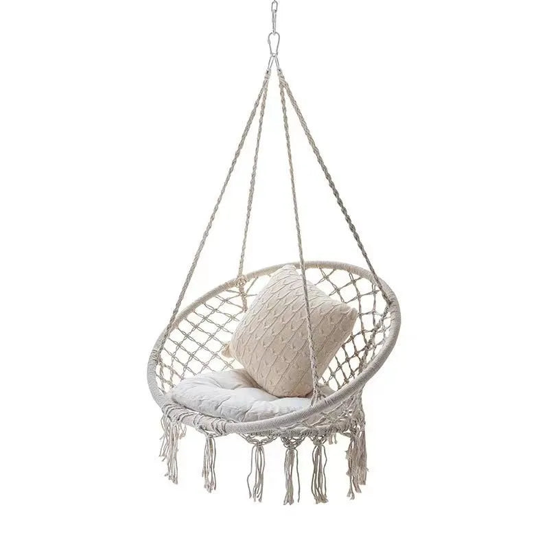B&B Hanging Chair Hammock Tassel Cotton Rope Weaving Hanging Basket Swing Silla Columpio Para Jardin Hamaklar Home Camping Bed