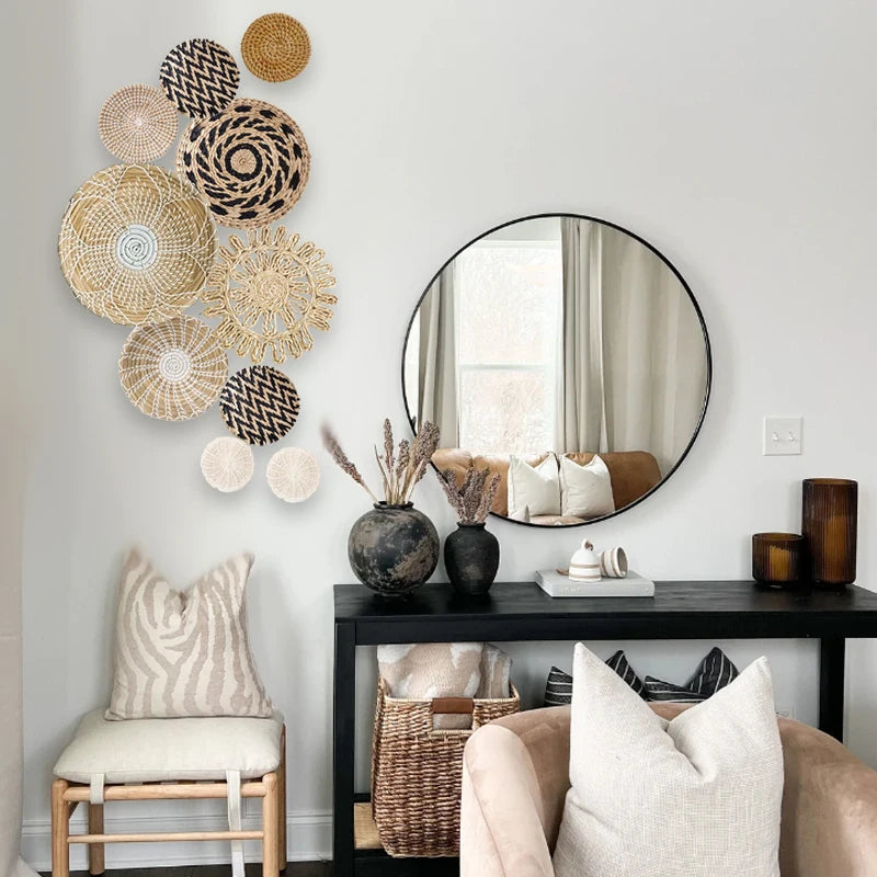 Boho Rattan Wall Baskets