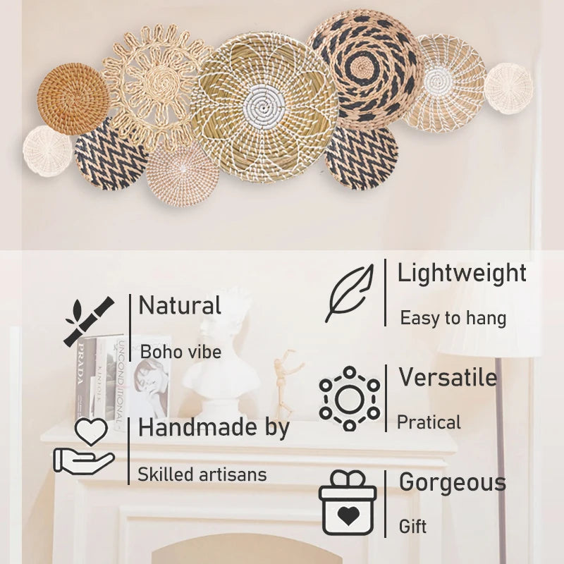 Boho Rattan Wall Baskets