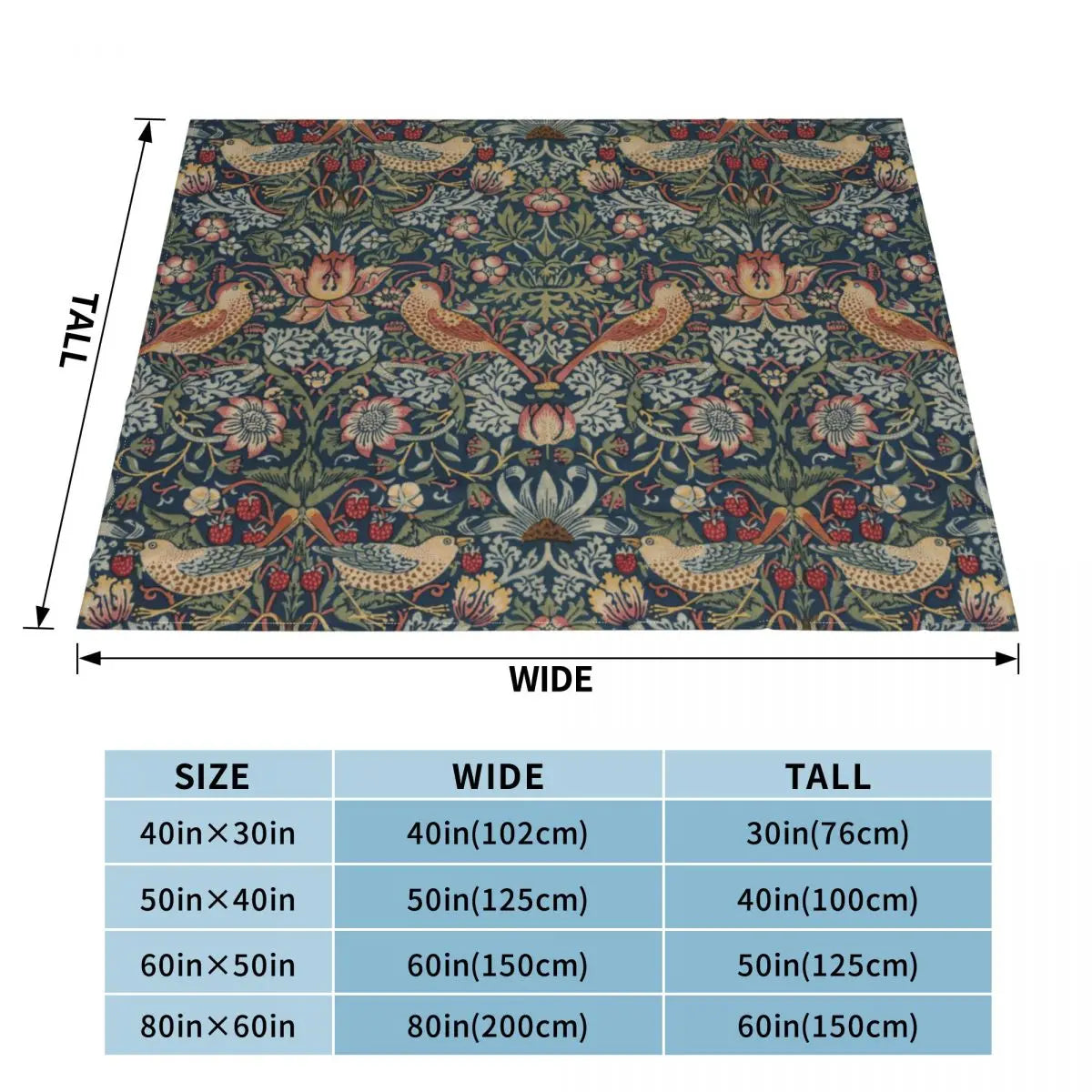 Vintage William Morris Strawberry Blanket Velvet Spring/Autumn Ultra-Soft Throw Blanket for Bed Travel Bedding Throws
