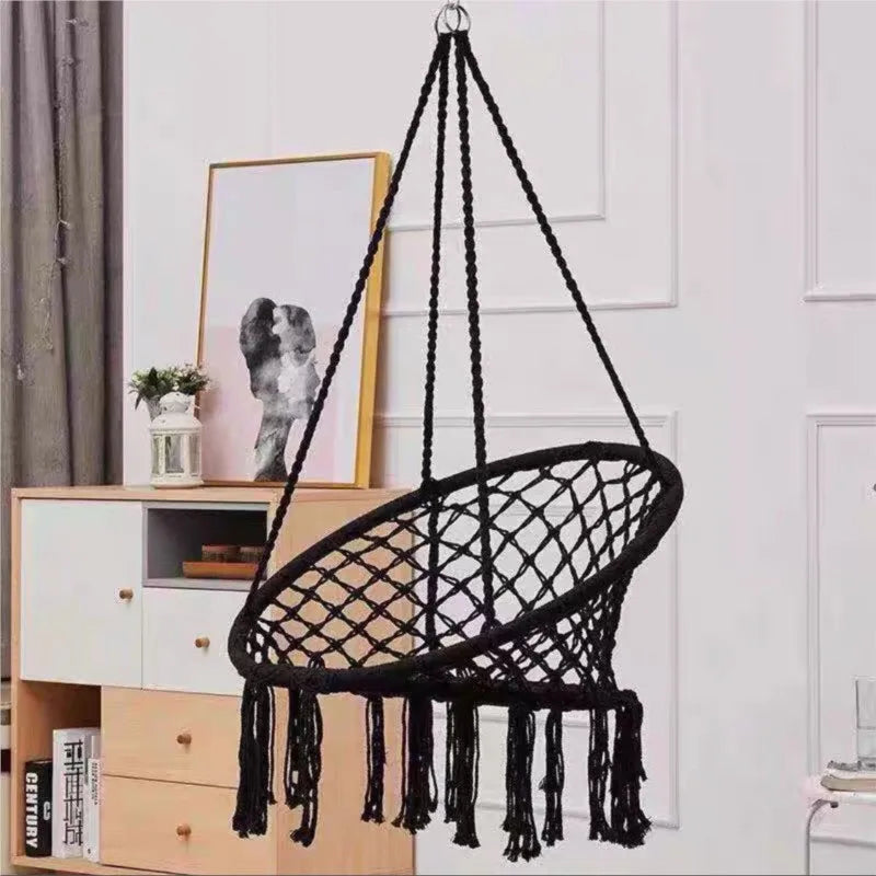 B&B Hanging Chair Hammock Tassel Cotton Rope Weaving Hanging Basket Swing Silla Columpio Para Jardin Hamaklar Home Camping Bed