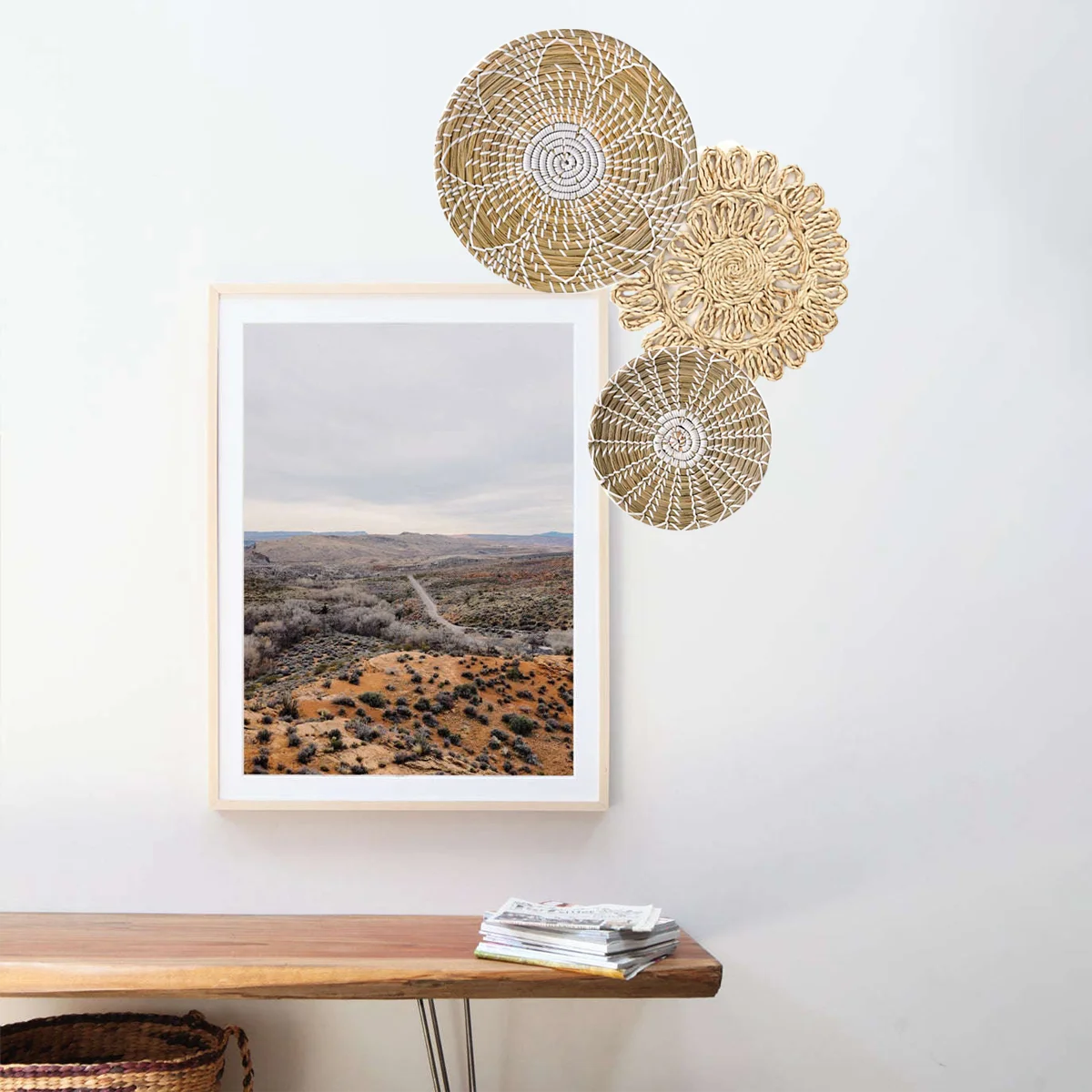 Boho Rattan Wall Baskets