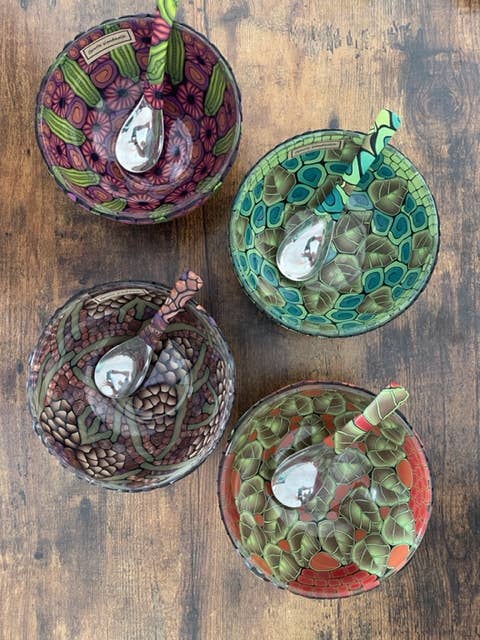 Handmade Polymer Clay Salsa Bowl with Matching Spoon