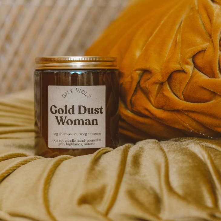 Gold Dust Woman Soy Candle - Incense, Nag Champa, Nutmeg