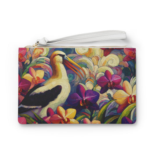 AQUARIUS Albatross and Orchids Clutch Bag