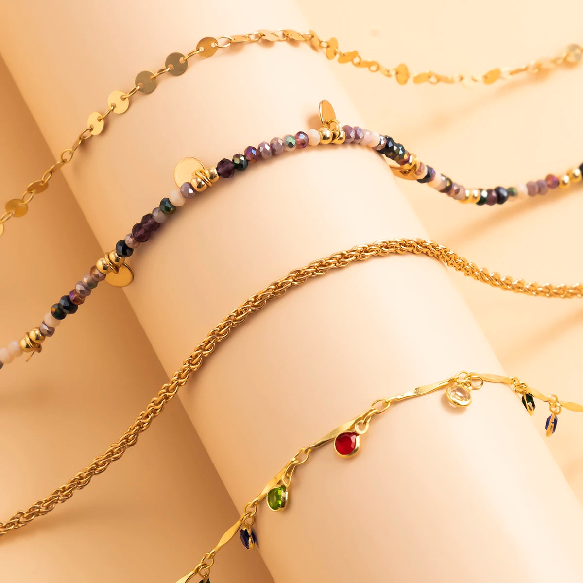 Bohemian Colorful Rainbow Crystal Beads Necklace