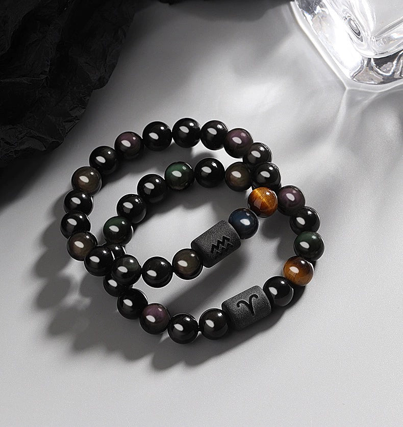 Zodiac Obsidian Men's Bracelet