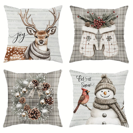 Grey Christmas Pillow Covers