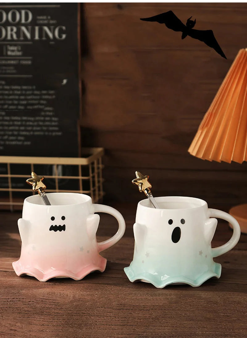 Ghost Halloween Mugs with Spoon