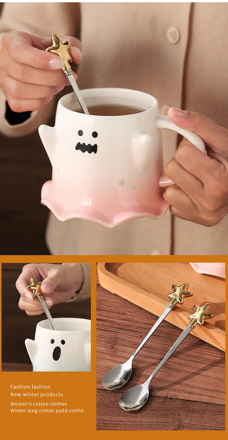 Ghost Halloween Mugs with Spoon