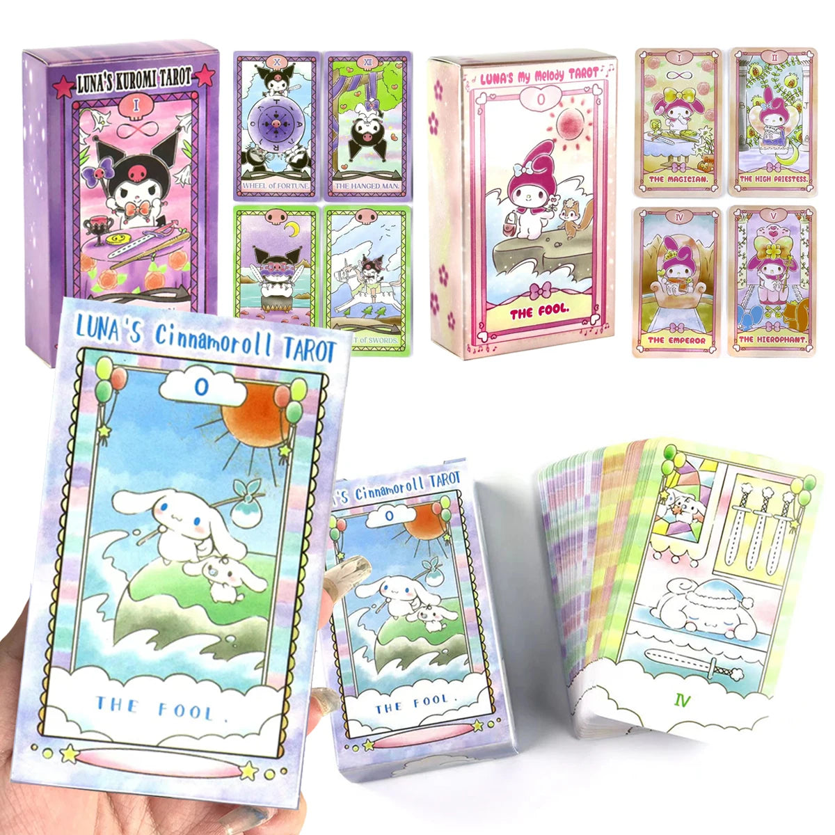 Cinnamoroll Hello Kitty Melody Kuromi Tarot Cards