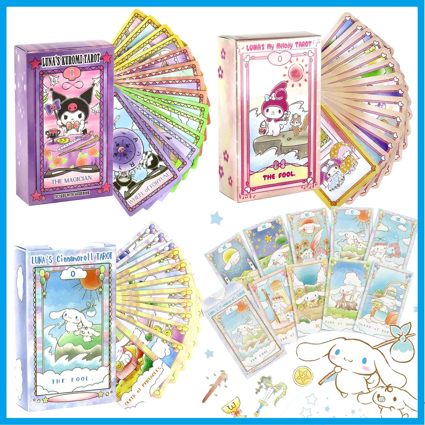 Cinnamoroll Hello Kitty Melody Kuromi Tarot Cards