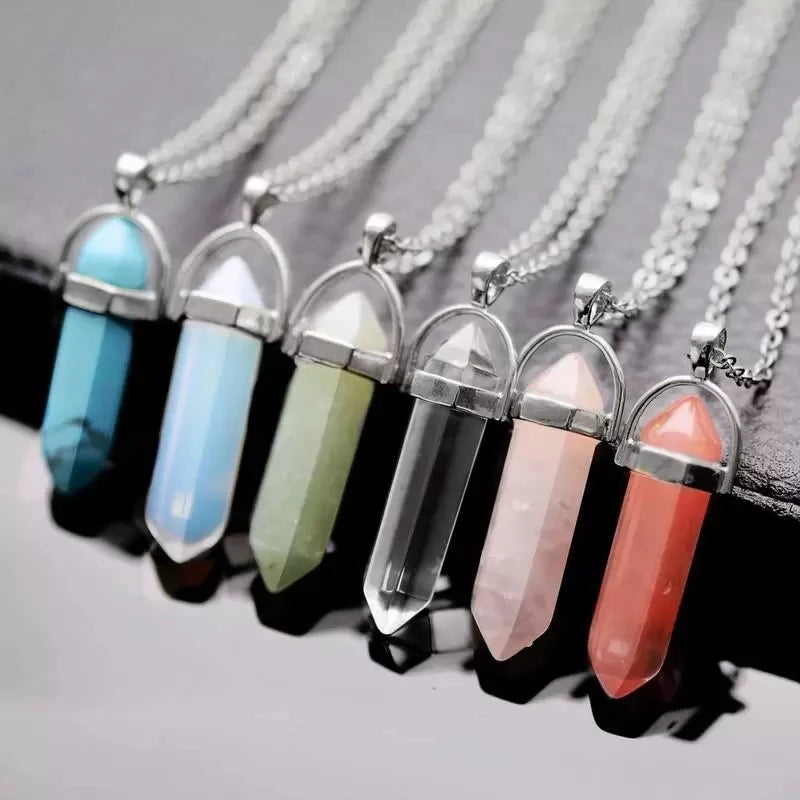 Natural Stone Bullet Pendant Necklace