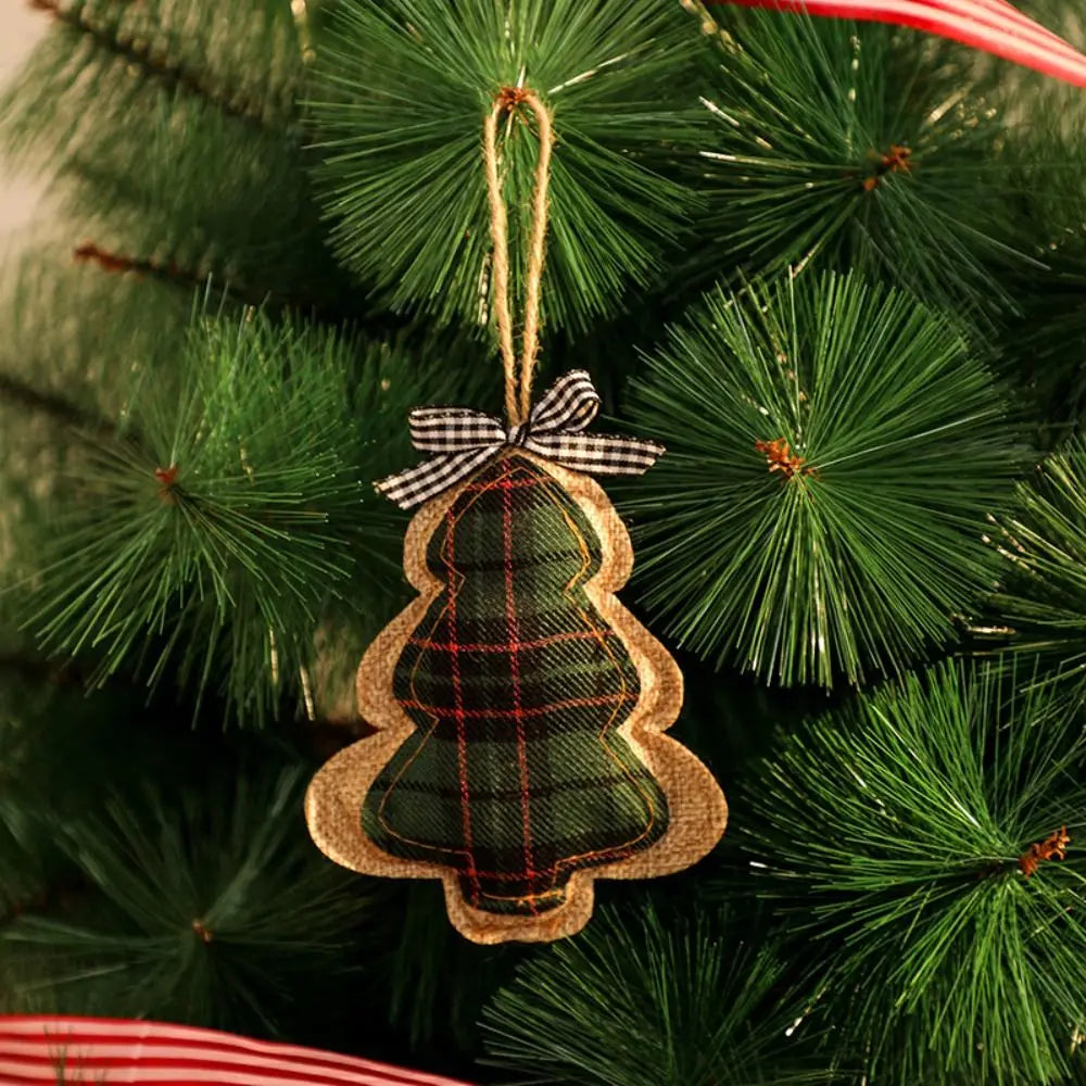 Plaid Linen Christmas Tree Ornaments