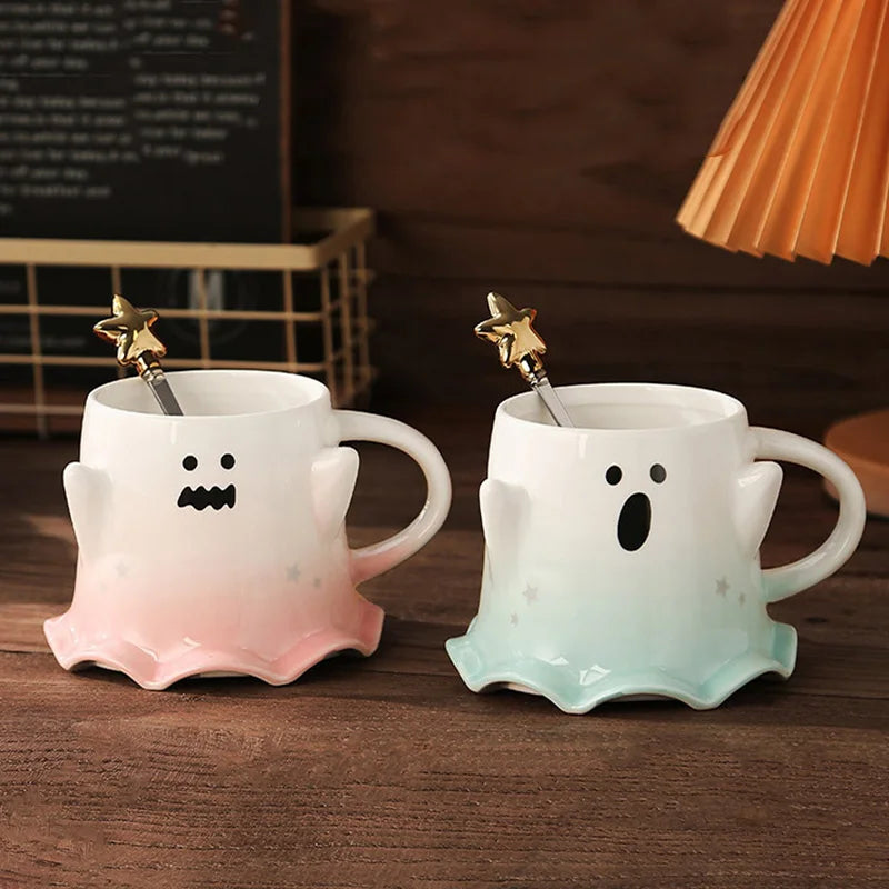 Ghost Halloween Mugs with Spoon