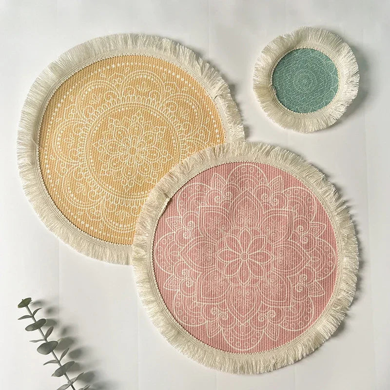 Round Table Mat Woven Ramie Placemats