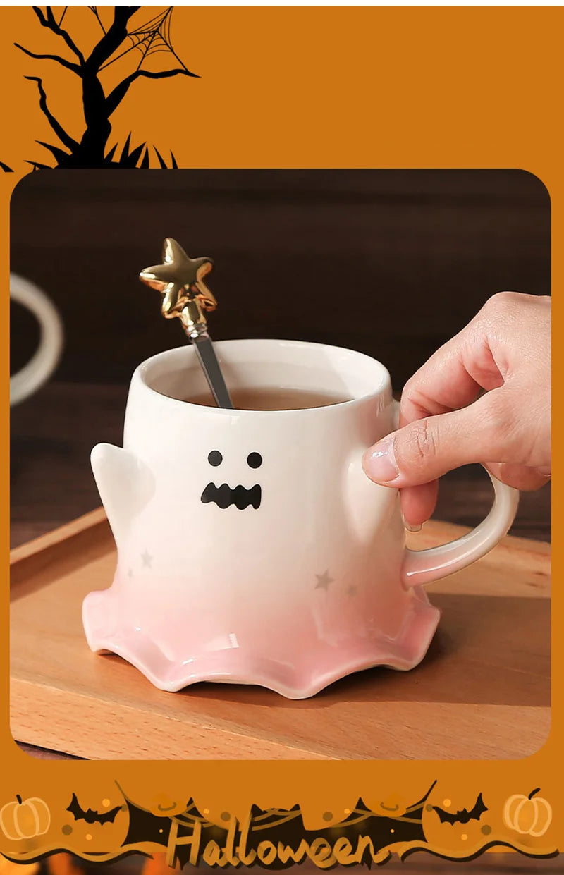 Ghost Halloween Mugs with Spoon