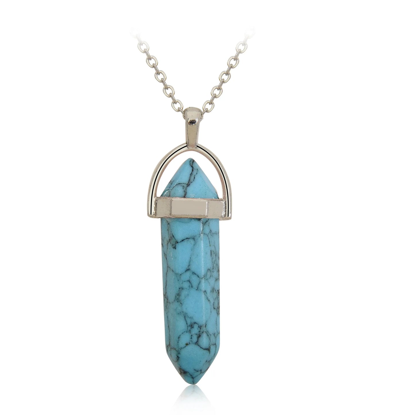 Natural Stone Bullet Pendant Necklace