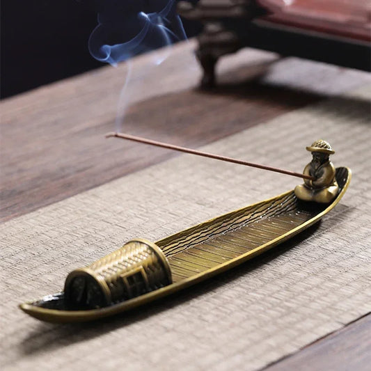 Fishing Man in a Boat Incense Burner