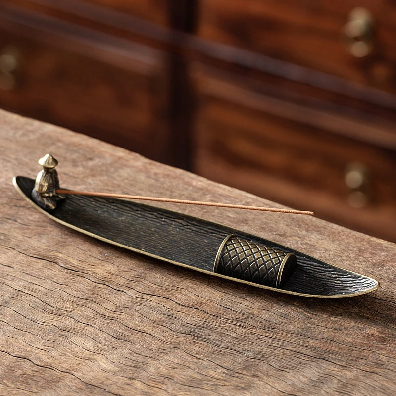 Fishing Man in a Boat Incense Burner