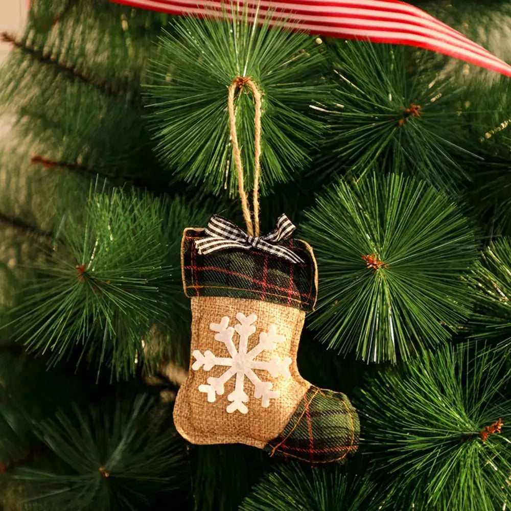 Plaid Linen Christmas Tree Ornaments