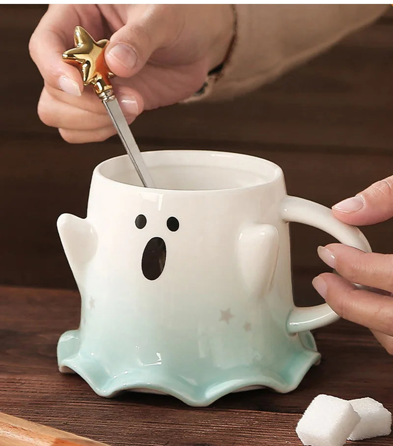 Ghost Halloween Mugs with Spoon