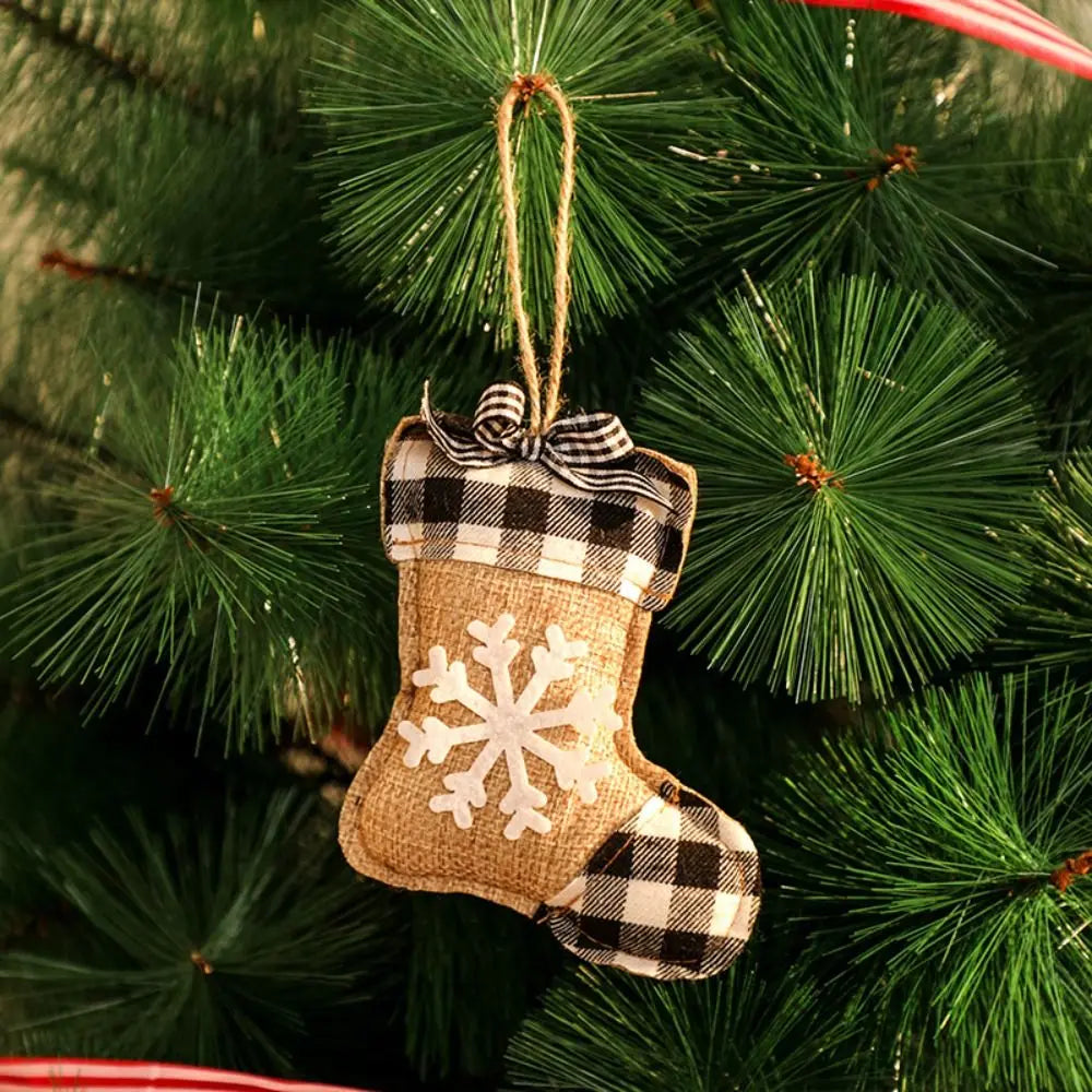 Plaid Linen Christmas Tree Ornaments