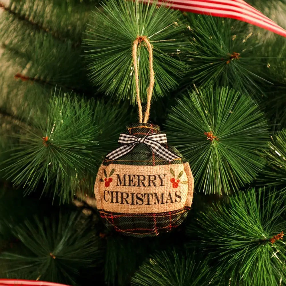 Plaid Linen Christmas Tree Ornaments