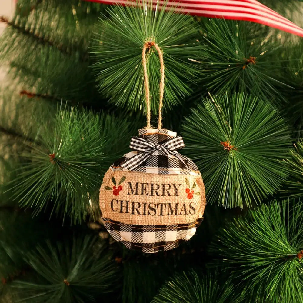 Plaid Linen Christmas Tree Ornaments