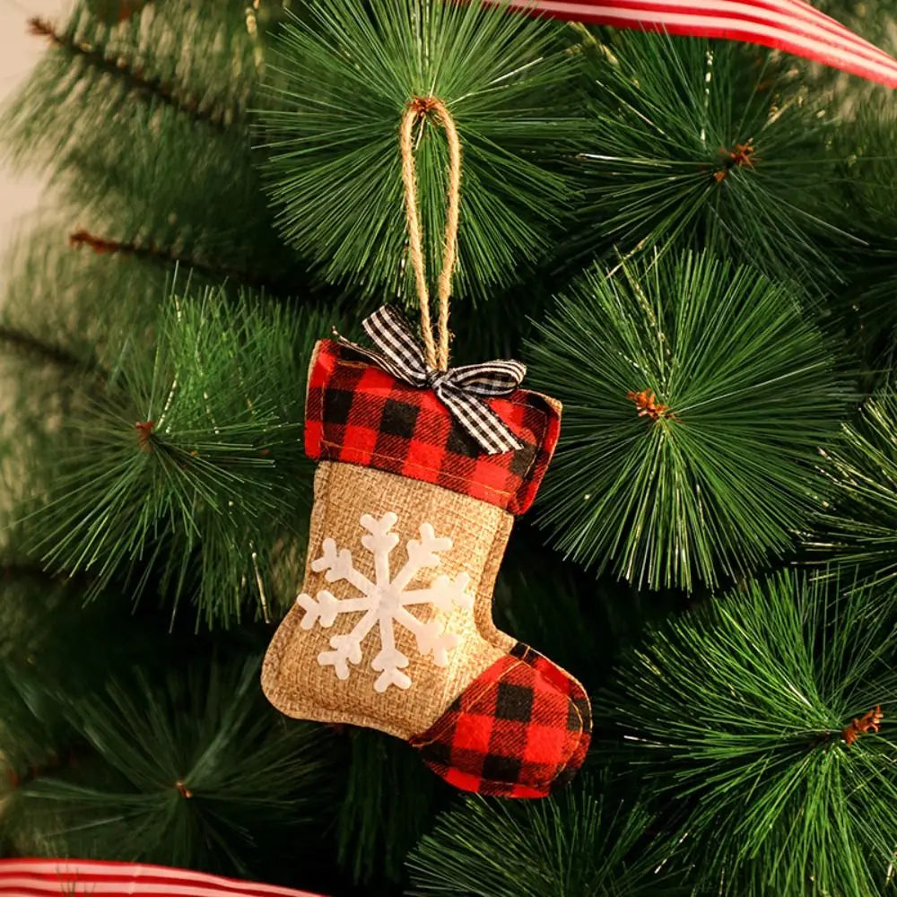 Plaid Linen Christmas Tree Ornaments