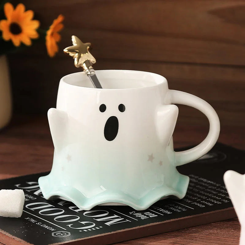 Ghost Halloween Mugs with Spoon