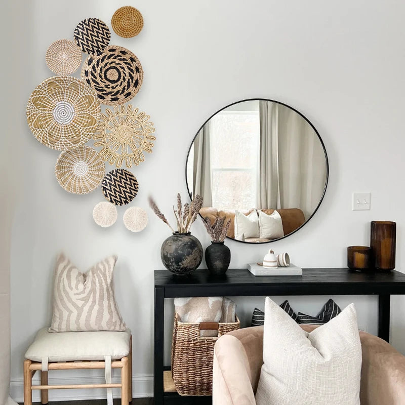 Boho Rattan Wall Baskets