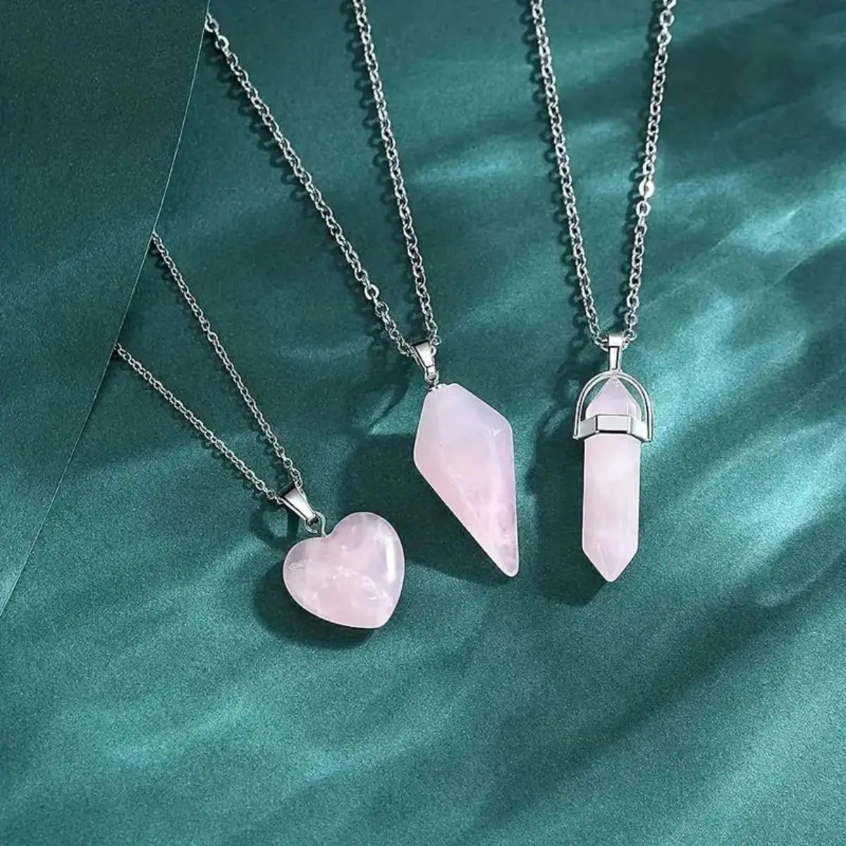 Rose Quartz Necklaces - 3-piece set