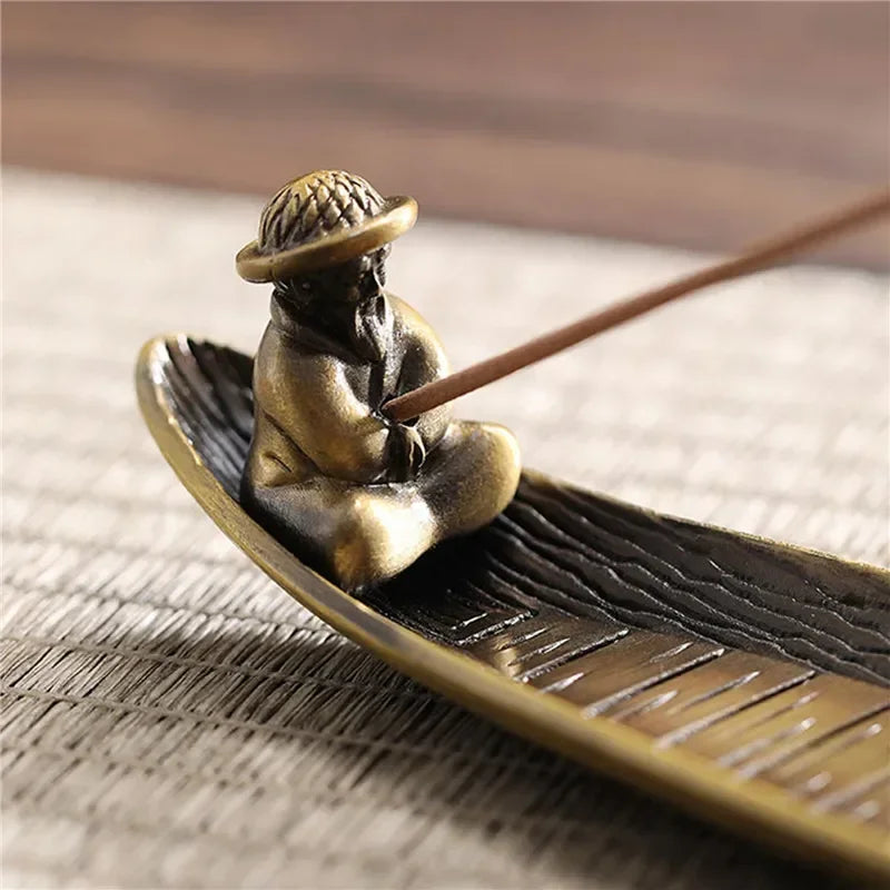 Fishing Man in a Boat Incense Burner