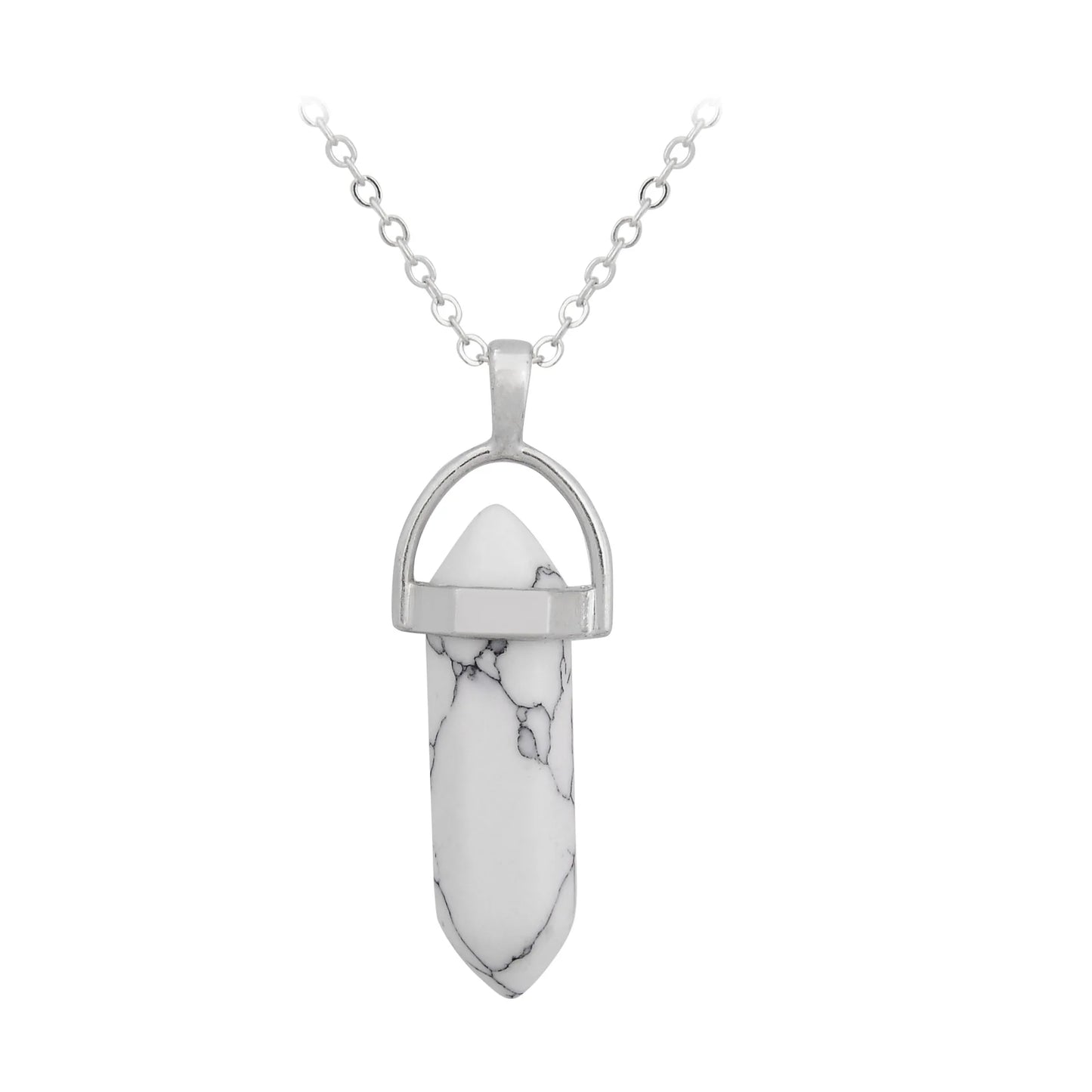 Natural Stone Bullet Pendant Necklace