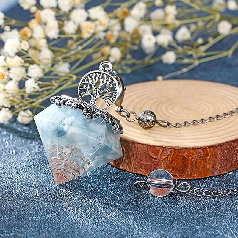 Orgone Aquamarine Crystal Pendulum