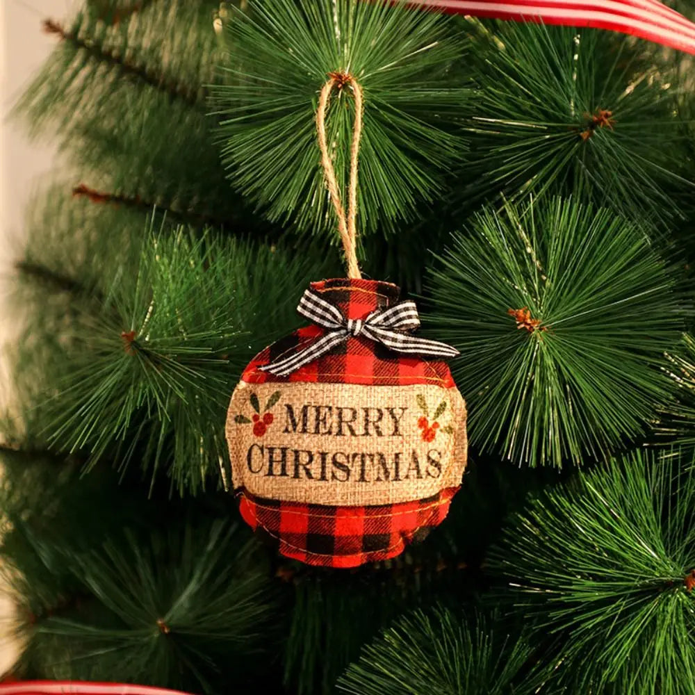 Plaid Linen Christmas Tree Ornaments