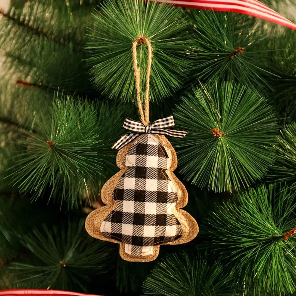 Plaid Linen Christmas Tree Ornaments