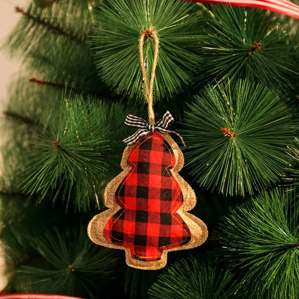 Plaid Linen Christmas Tree Ornaments