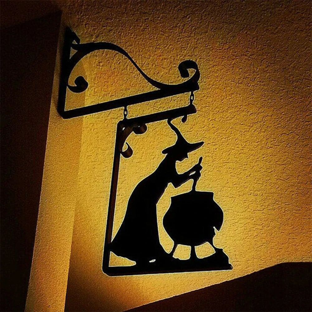 Mysterious Witch Statue Silhouette Sign