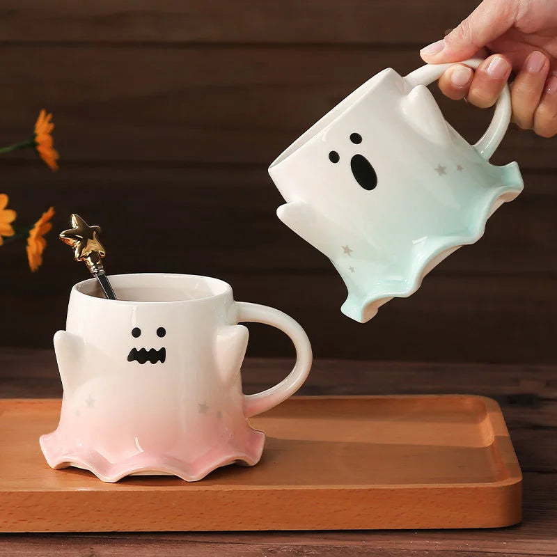 Ghost Halloween Mugs with Spoon