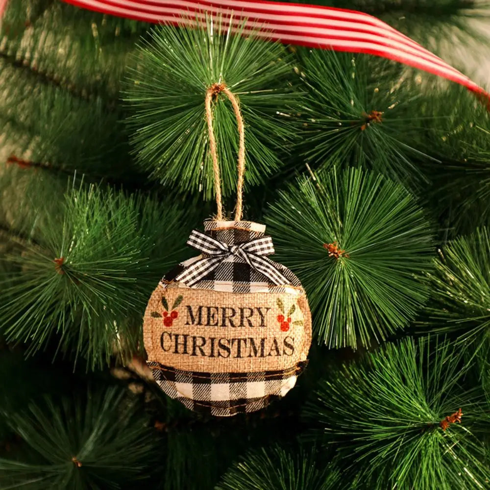 Plaid Linen Christmas Tree Ornaments