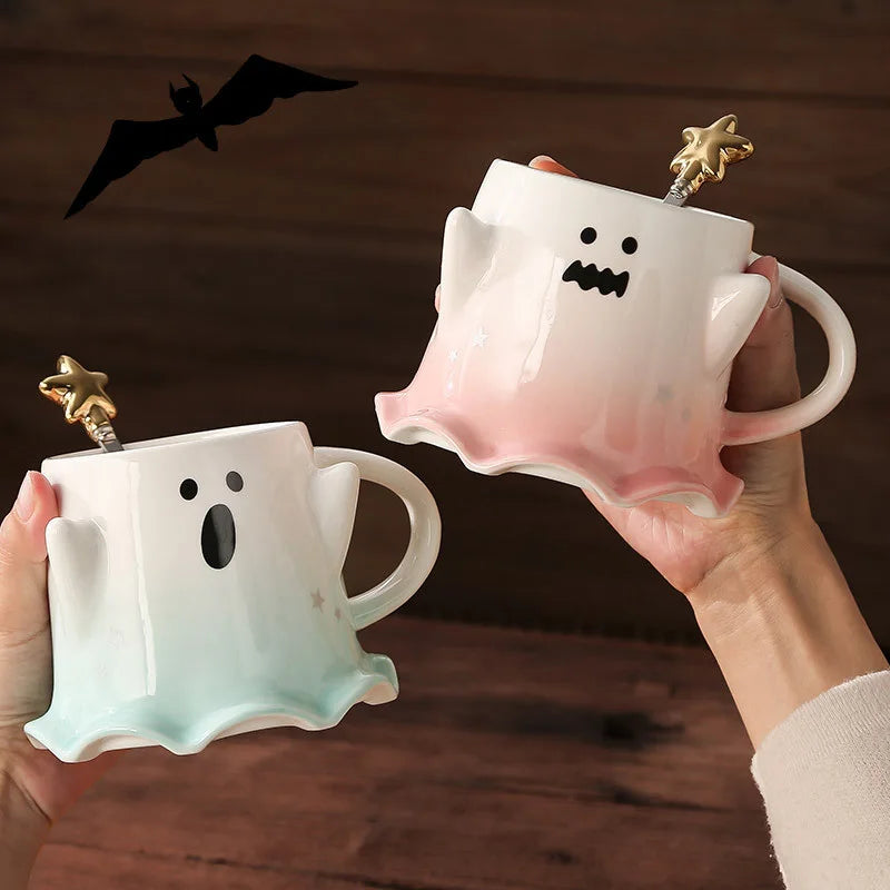 Ghost Halloween Mugs with Spoon