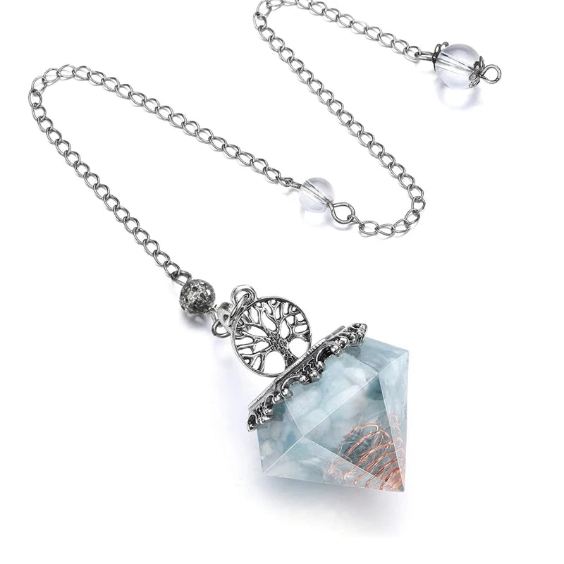 Orgone Aquamarine Crystal Pendulum