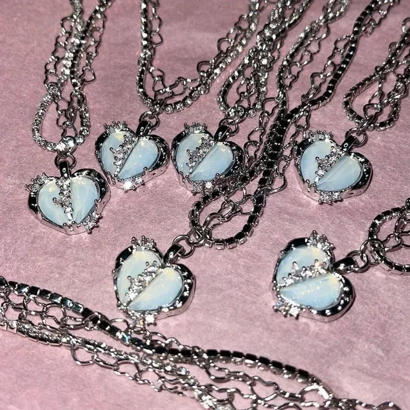 Vintage Goth Blue Heart Pendant Choker